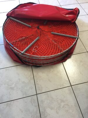 Crab Pot Bag Red Open with Pots